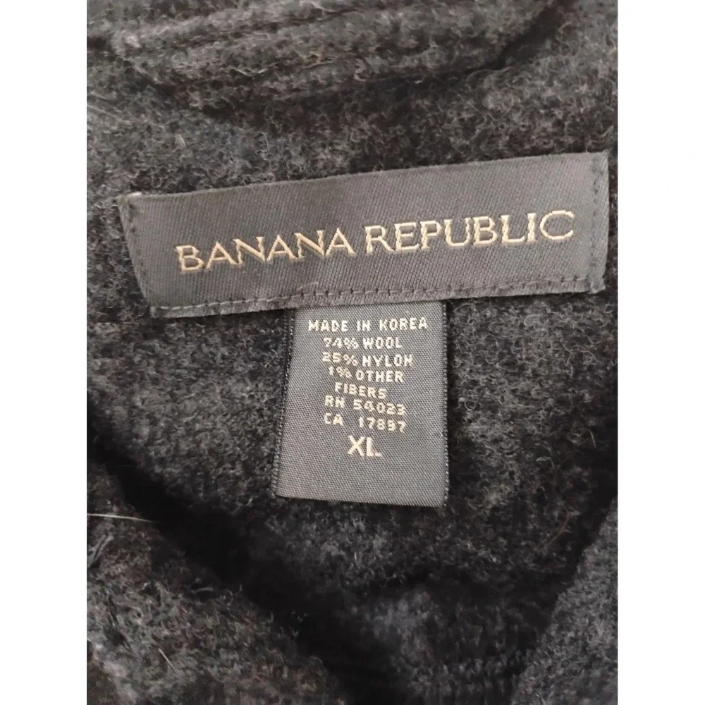 Vintage Banana Republic Shirt Jacket Mens XL Gray Wool Blend Button Up Overshirt